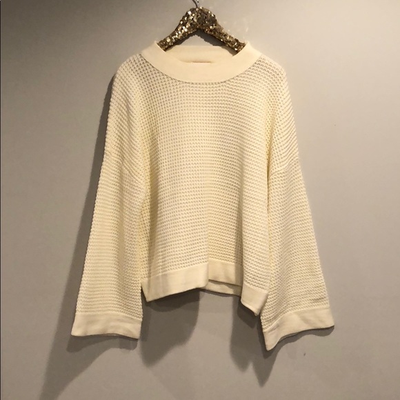 Pink Lily Sweaters - eggshell waffle knit sweater